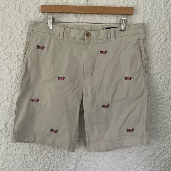 Vineyard Vines Men’s Breaker Short 9” Patriotic Whale Tan Casual Short Size 36 - Picture 2 of 14